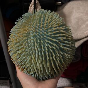 Spiky Blue and Yellow Rubber Ball Toy